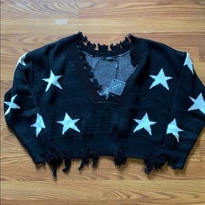 Zaful Cropped Star Sweater